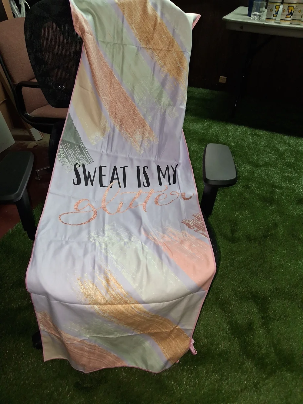 Sweat Is My Glitter Pink and Pastel Fitness Towel